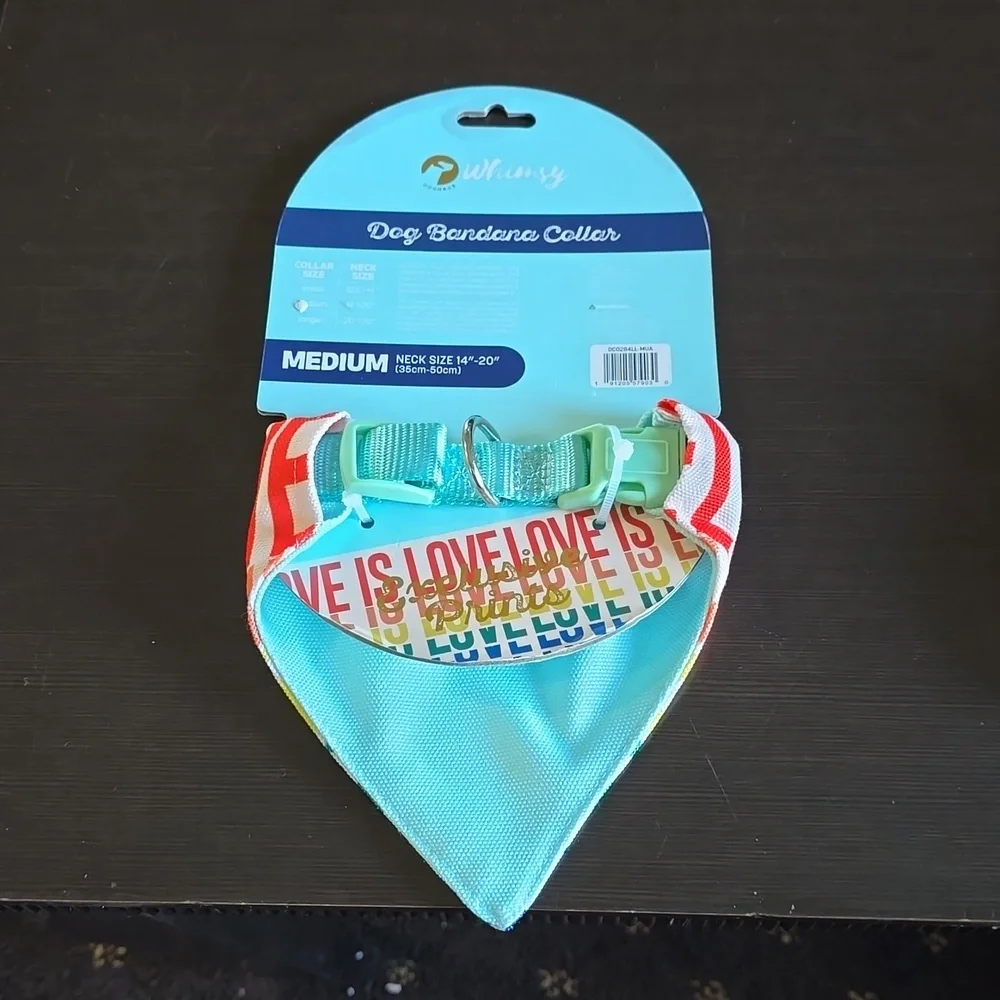 Whimsy Dog Bandana Collar‎ Size Medium Love is Love NWT